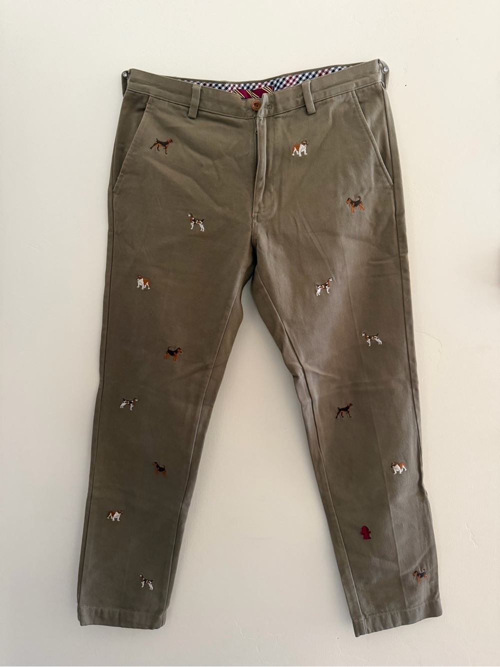 Brooks Brothers Olive Embroidered Dog Chinos
